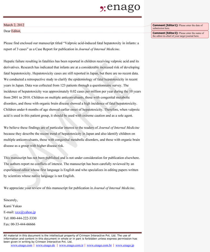 Makale için cover letter örnekleri Makale için cover letter örnekleri